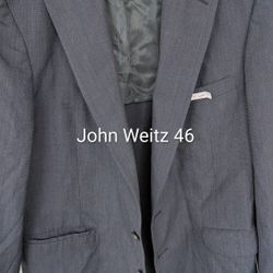 Mens John Weitz By Palm Beach 46, Dark Blue, Shoulders 23, Sleeve 24, Length 33. One Vent. Tailored For Harry's Clothing Big And Tall Doesn't Have A M