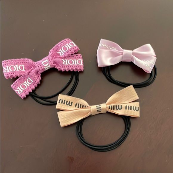 Authentic ribbons from Dior, Miu Miu and Chanel Chance Hair Bows. Set of 3
