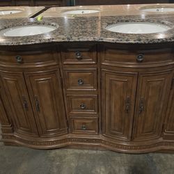55” Traditional Bathroom Vanity Double Sink Cabinet -G1864