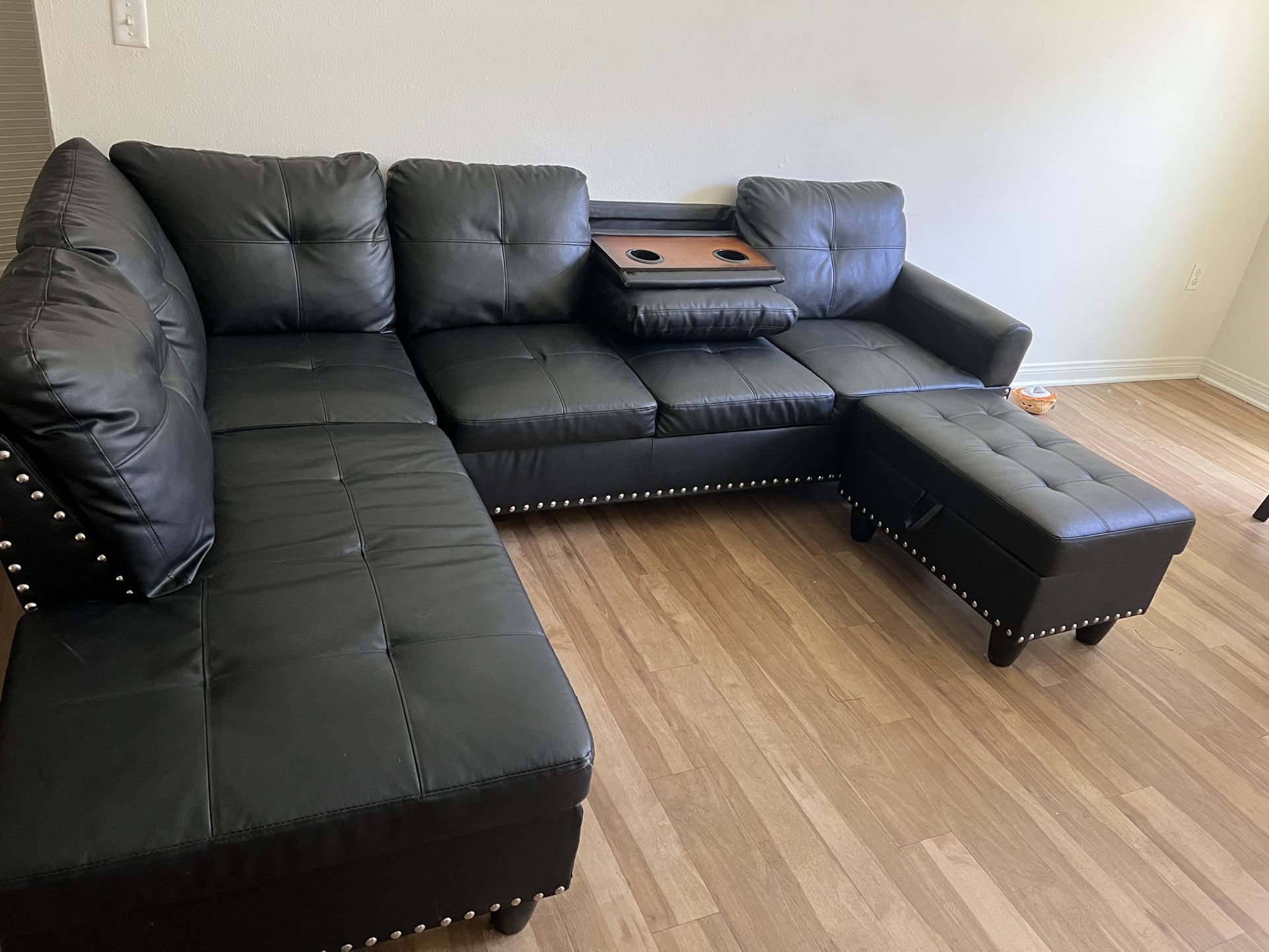 Black Leather Sectional Couch