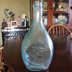 Vintage Green Heron By Arthur Singer Glass Bottle