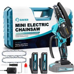Mini Chainsaw, Cordless 2 Batteries Powered, Handheld, Rechargeable Saw