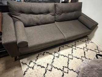 Mid-Century Modern Gray Fabric Sofa