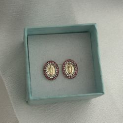 Virgen Mary Earrings 10k Gold