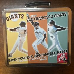 SF GIANTS VINTAGE & EXT. RARE /2001 METAL LUNCH BOX ( BONDS, KENT, SNOW)- NEW 