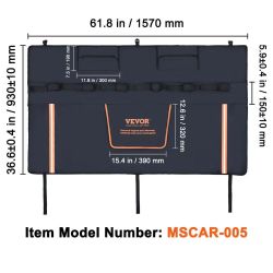 Tailgate Bike Pad, 62" Truck Tailgate Pad Carry 6 Mountain Bikes, Tailgate Protection Pad with Reflective Strips and Tool Pockets, Tailgate Pad with R