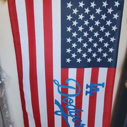 LA DODGERS AMERICAN FLAG