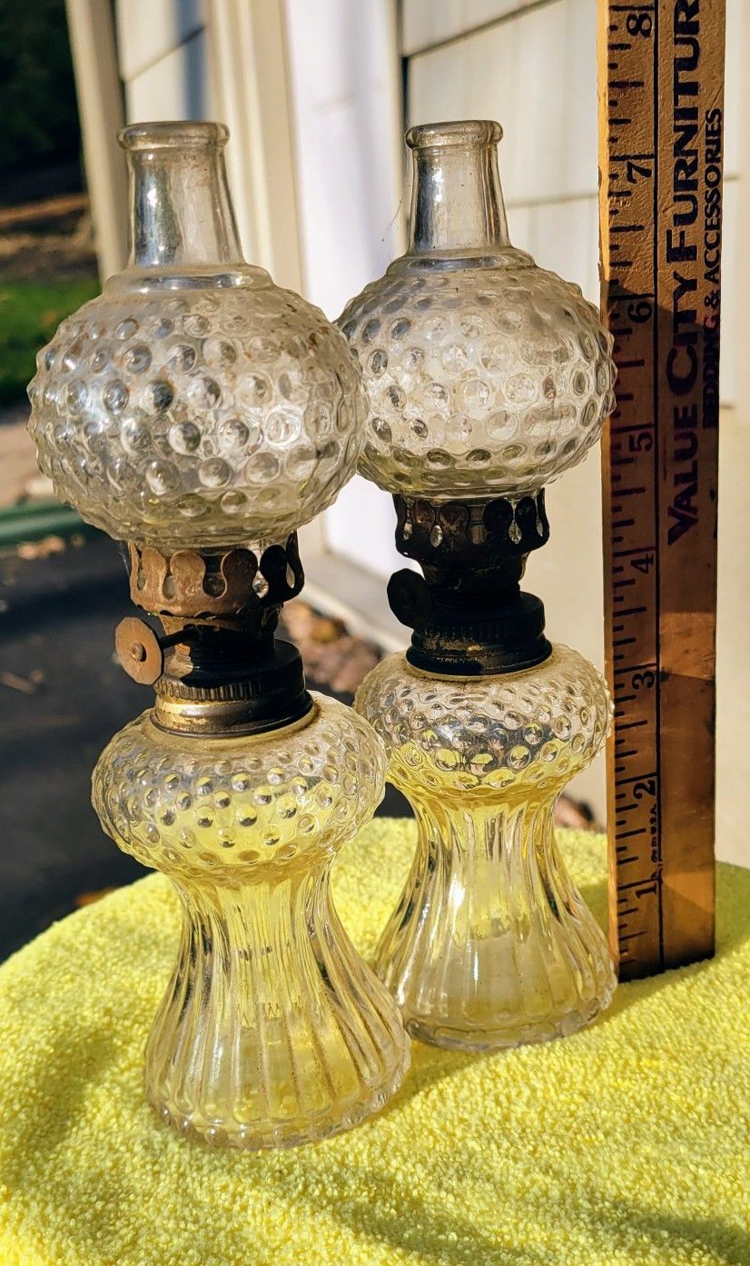 Pair -  Oil Burning - Bubble Glasd Hurricane Lamps  - Holmdel NJ 