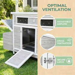 Large Wooden Chicken Coop Outdoor Hen House Poultry Cage for Outdoor with 2 Sides Nesting Boxes