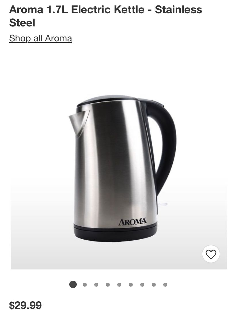 Aroma 1.7L Electric Kettle - Stainless Steel
