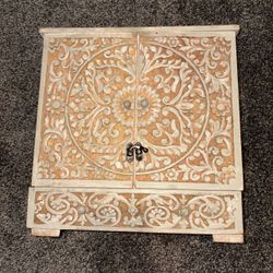 Jewelry Holder with doors and drawer (approx 12 inches wide and tall)