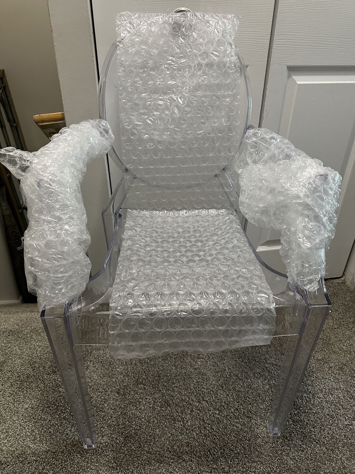 2xhome, Acrylic Transparent Crystal Chair with Arms