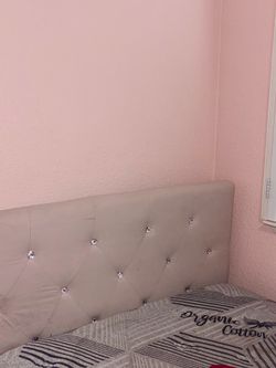 Tufted Velvet Full size Bedframe and Matching Chair with Crystal Accents