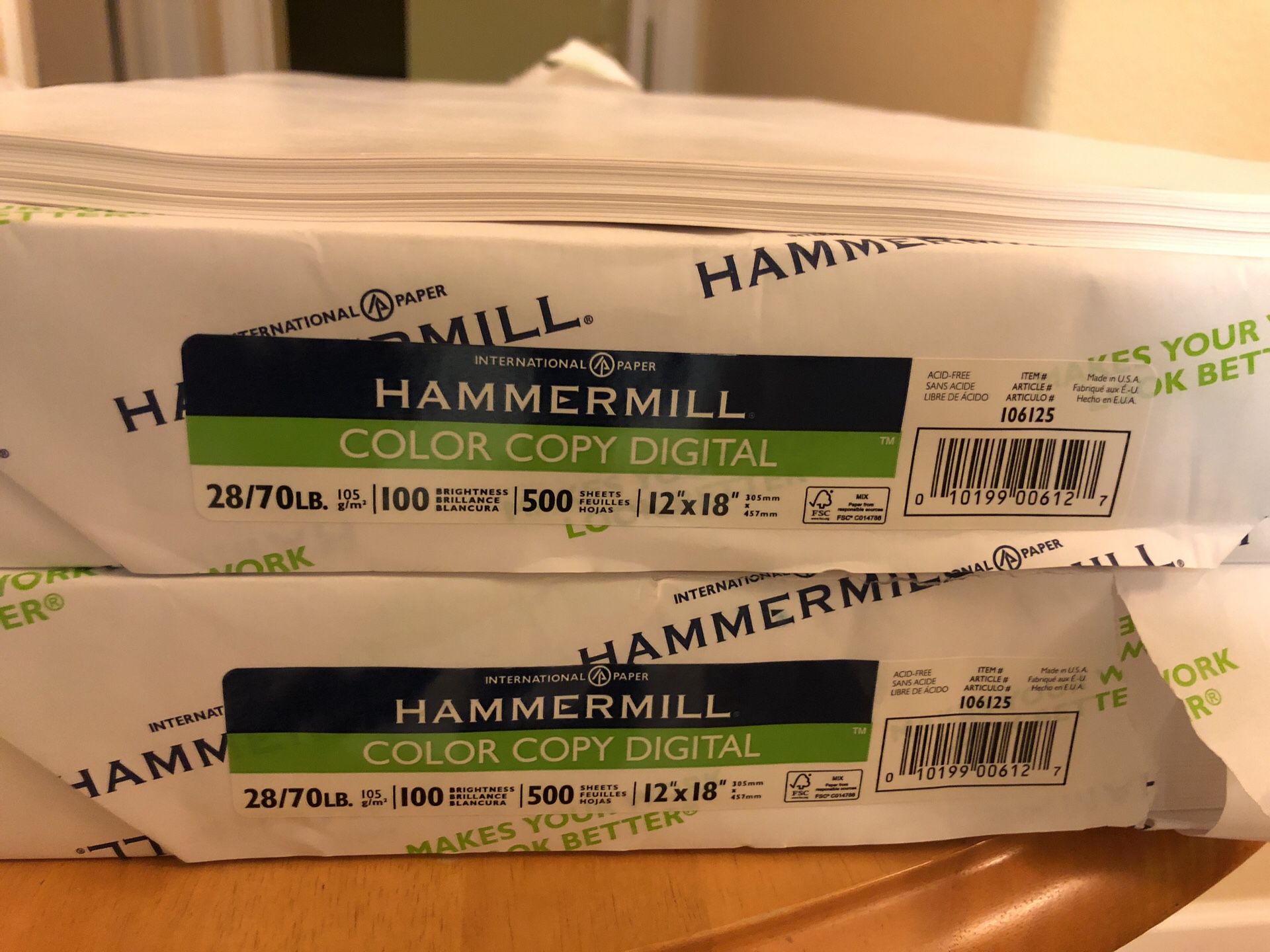 Hammermill Color Copy Paper 100 Brightness 28lb 12 x 18 Photo White 500 Sheets/Ream