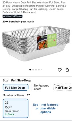 18-Pack Heavy Duty Full Size Aluminum Foil Deep Pan, 21”x13“