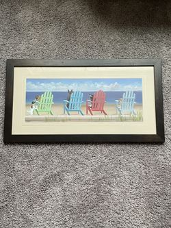 Dog Beach Scene Wall Art New Never Hung