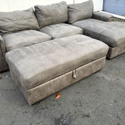 Sectional Couch And Matching Storage Ottoman 