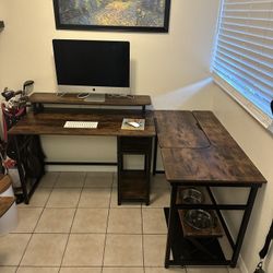 L-Shaped Computer and Drafting Desk