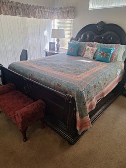 5 piece cherry bedroom set with marble