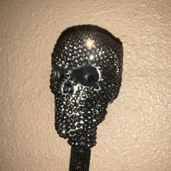 blinged out rhinestone skull cane halloween decor