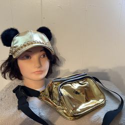 Sexy ladies hat gold  and Belt Bag