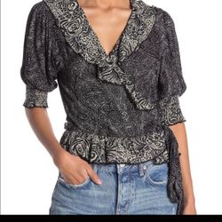 free people olivia printed wrap shirt