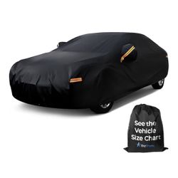10-Layer Car Cover Waterproof All Weather [See Vehicle Size Chart for Accurate Fit] Car Covers for Automobiles - Full Exterior Covers - Rain Sun Wind 