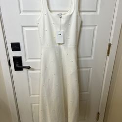 Ivory Knit Dress With Pearls - Never Worn Tags On! Wedding/Dress/Event/Prom
