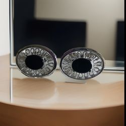 Vintage Elegant Dante Real Onyx Silver Tone Cufflinks 