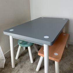 Table For Kids Room With Bench And 2 Stools