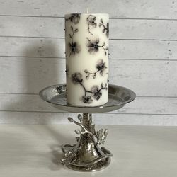 Decorative Handmade Pillar Candles “ Black Orchid “ Design 