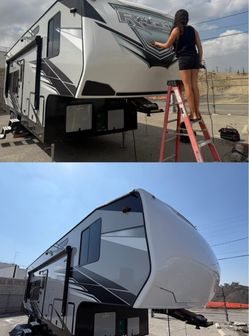 RV 🚐 🧼 Wash 🧽 detail & Remove Stickers 🌫️