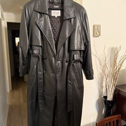 Long Leather Jacket-black