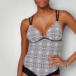NWOT Hula Honey Black and White Aztec Swim Top, Size S, MSRP $30