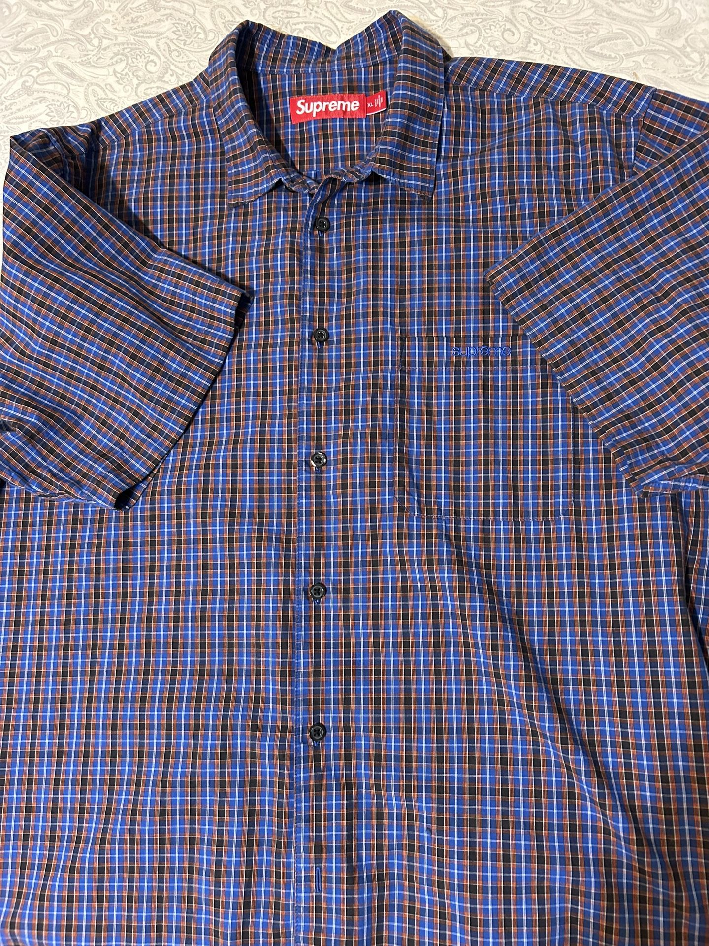 Supreme Mini Plaid Button up shirt Blue XL SS25