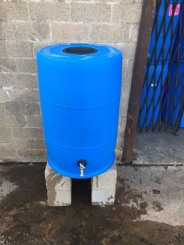 55 gallon FoodGrade Bright & Opaque Blue (repurposed) Rain barrels
