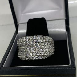 Brand new 925 sterling silver with white sapphire stones, cocktail fashion, ring size # 10 … stamped guarantee…