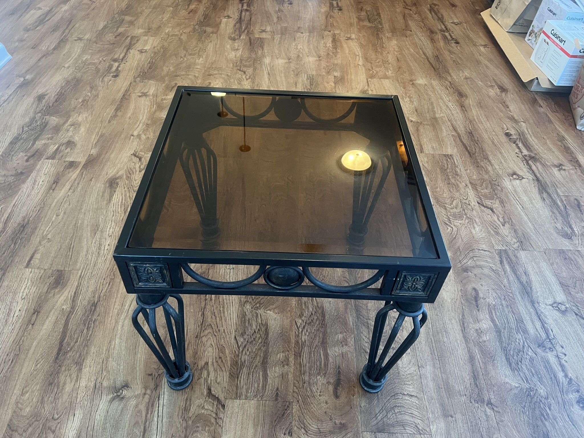 Vintage/Antique Style Metal plus Glass Side/End Table - Home Decor