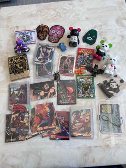 Junk Drawer Lot Mixed Trading Cards & Misc Collectibles Pins, Patches, Lego