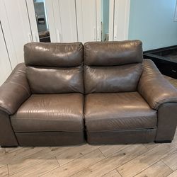 2-Piece Dual Power Leather Reclining Loveseat