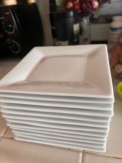 New Crate & Barrel 12 Appetizer Plates - 6” x 6” white square