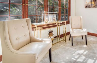 Beige Leather Side Chairs 