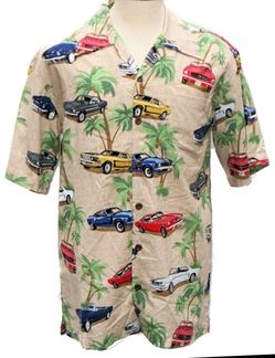 FORD DAVID CAREY OLD FORD MUSTANGS  ALL OVER PRINT  MENS SIZE XL 