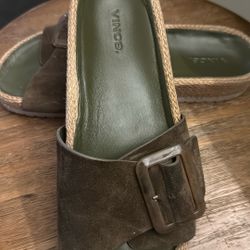  Vince Olive Suede 9.5 Slides
