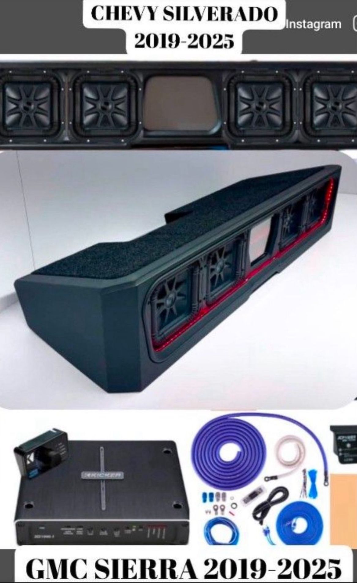 CHEVY SILVERADO OR GMC SIERRA 2019-2025 Full Bass Package Kicker Audio Custom Ported Box