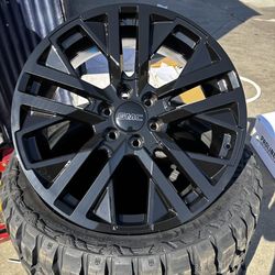 SET OF FOUR 22” CHEVY GMC WHEELS AND TIRES