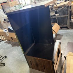 Heavy-duty Office 3-Drawers Desk - Black With Wood Color Drawers 