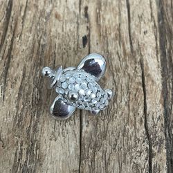 Vintage Style Rhinestone Airplane Brooch Pin – Silver Tone