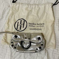 Hayden-Harnett Metallic Silver Wristlet