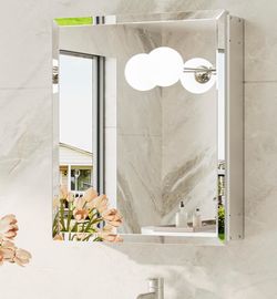Espejo Plata Botiquín para baño 16in x 20in